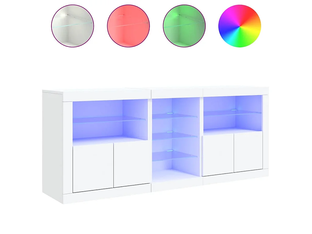 Dressoir met LED-verlichting 181,5x37x67 cm wit