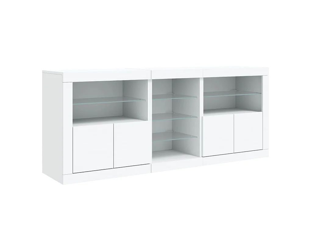 Dressoir met LED-verlichting 181,5x37x67 cm wit