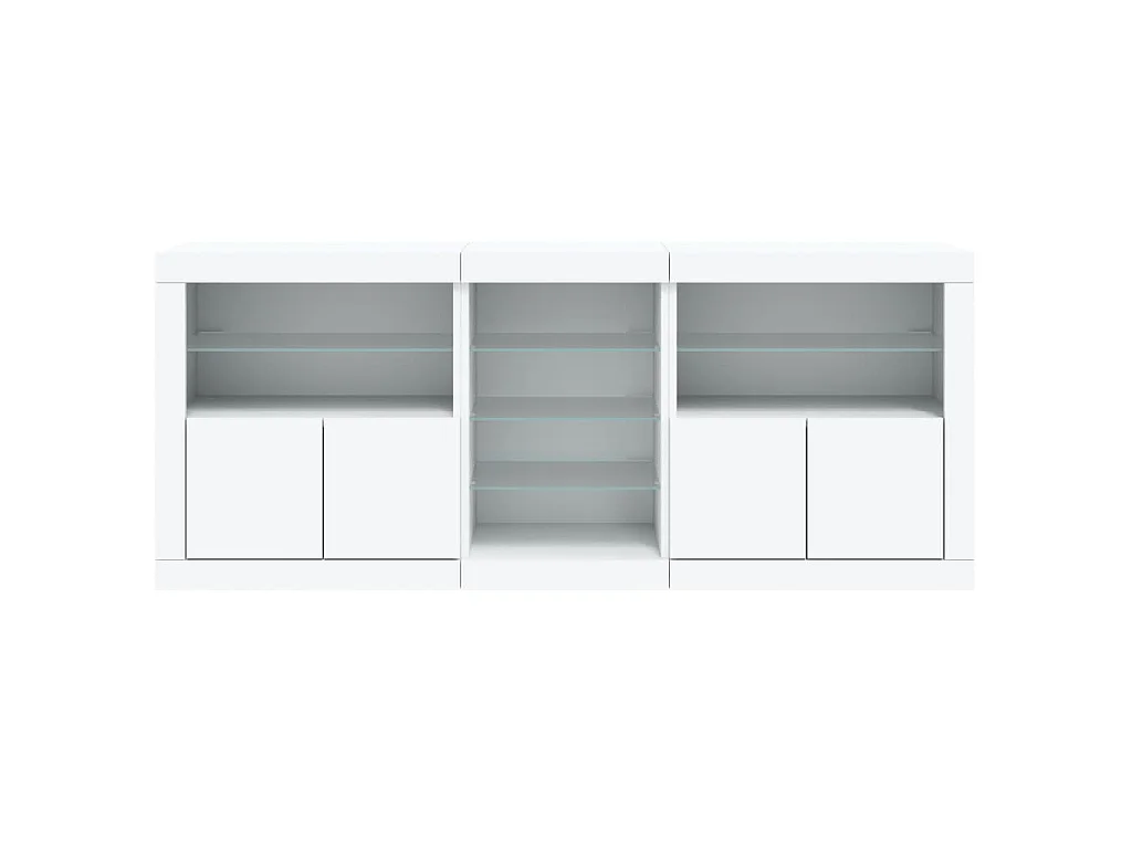 Dressoir met LED-verlichting 181,5x37x67 cm wit