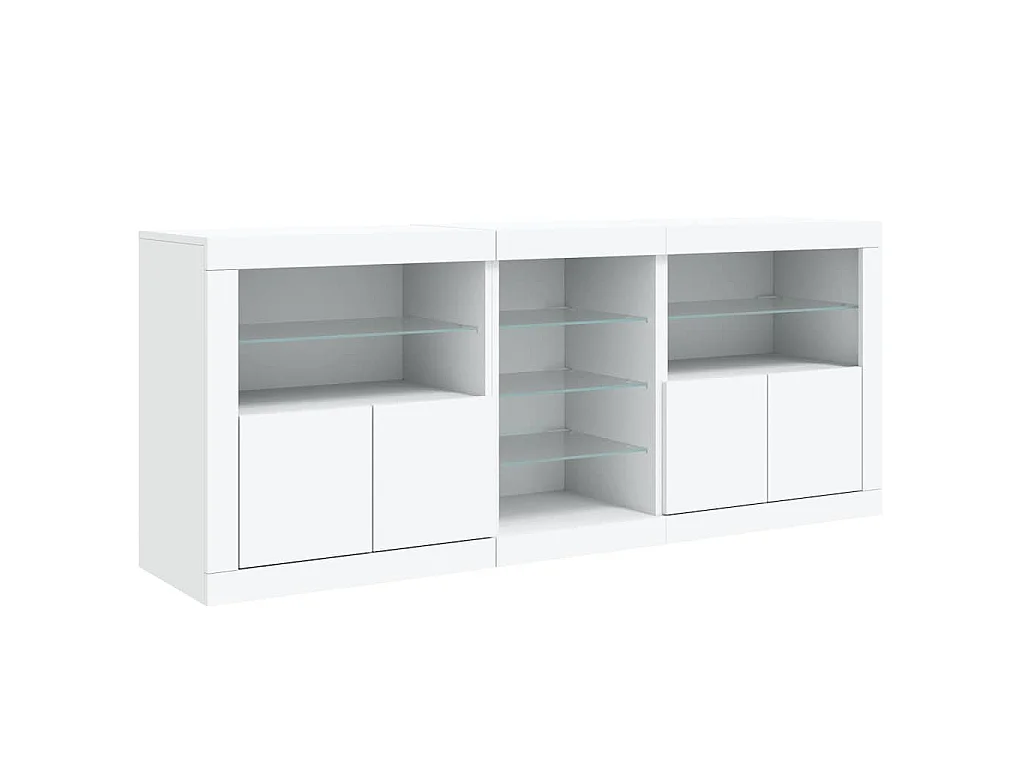 Buffet avec lumières LED blanc 181,5x37x67 cm