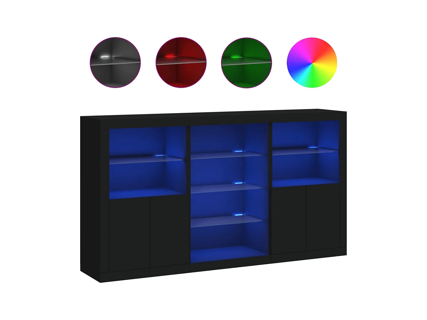 Aparador con luces LED negro 181,5x37x100 cm