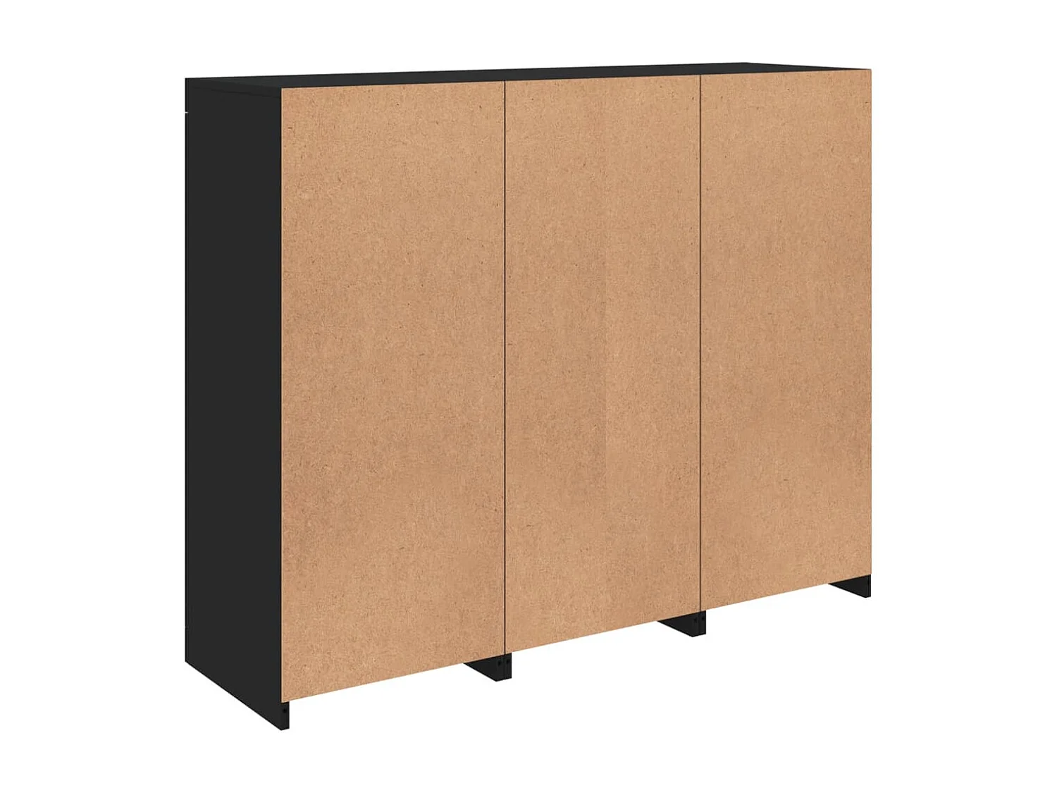 Buffets avec lumières LED 3 pcs noir bois d'ingénierie