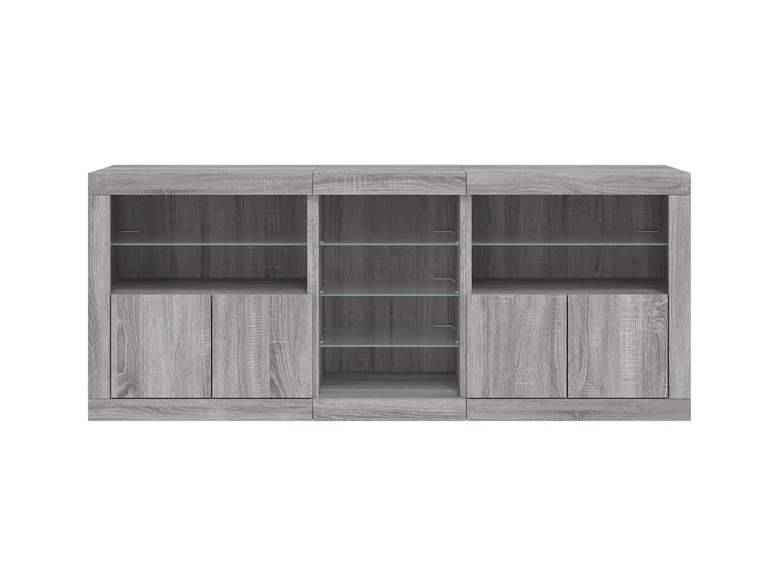 Buffet avec lumières LED sonoma gris 181,5x37x67 cm