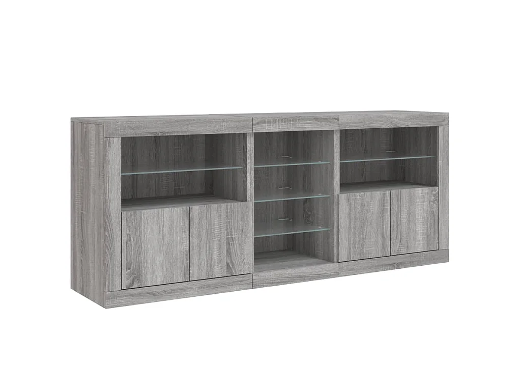 Sideboard mit LED-Leuchten Grau Sonoma 181,5x37x67 cm