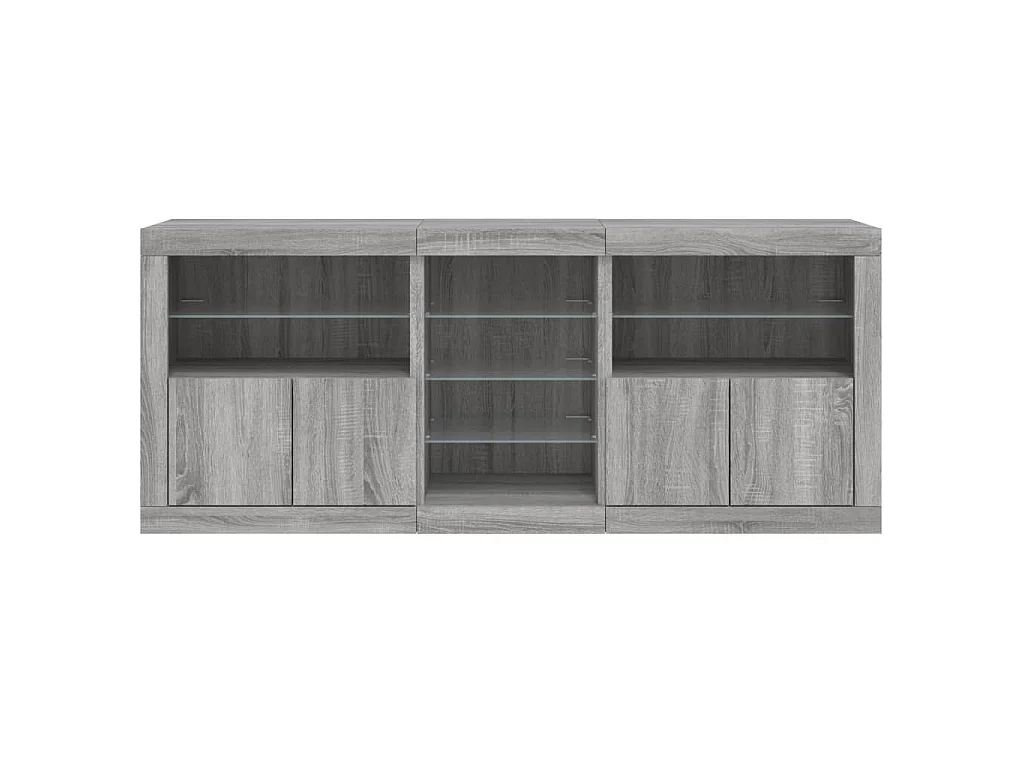 Sideboard mit LED-Leuchten Grau Sonoma 181,5x37x67 cm