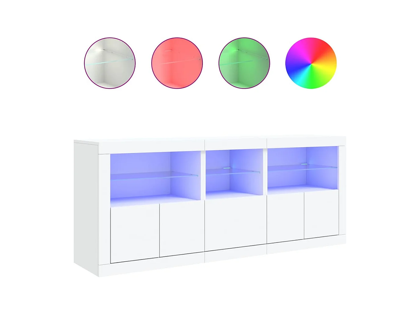 Credenza con Luci LED Bianca 162x37x67 cm