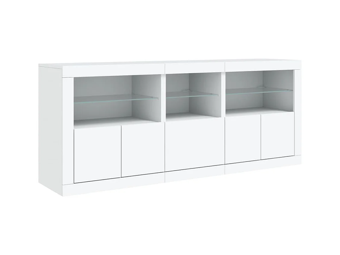 Credenza con Luci LED Bianca 162x37x67 cm