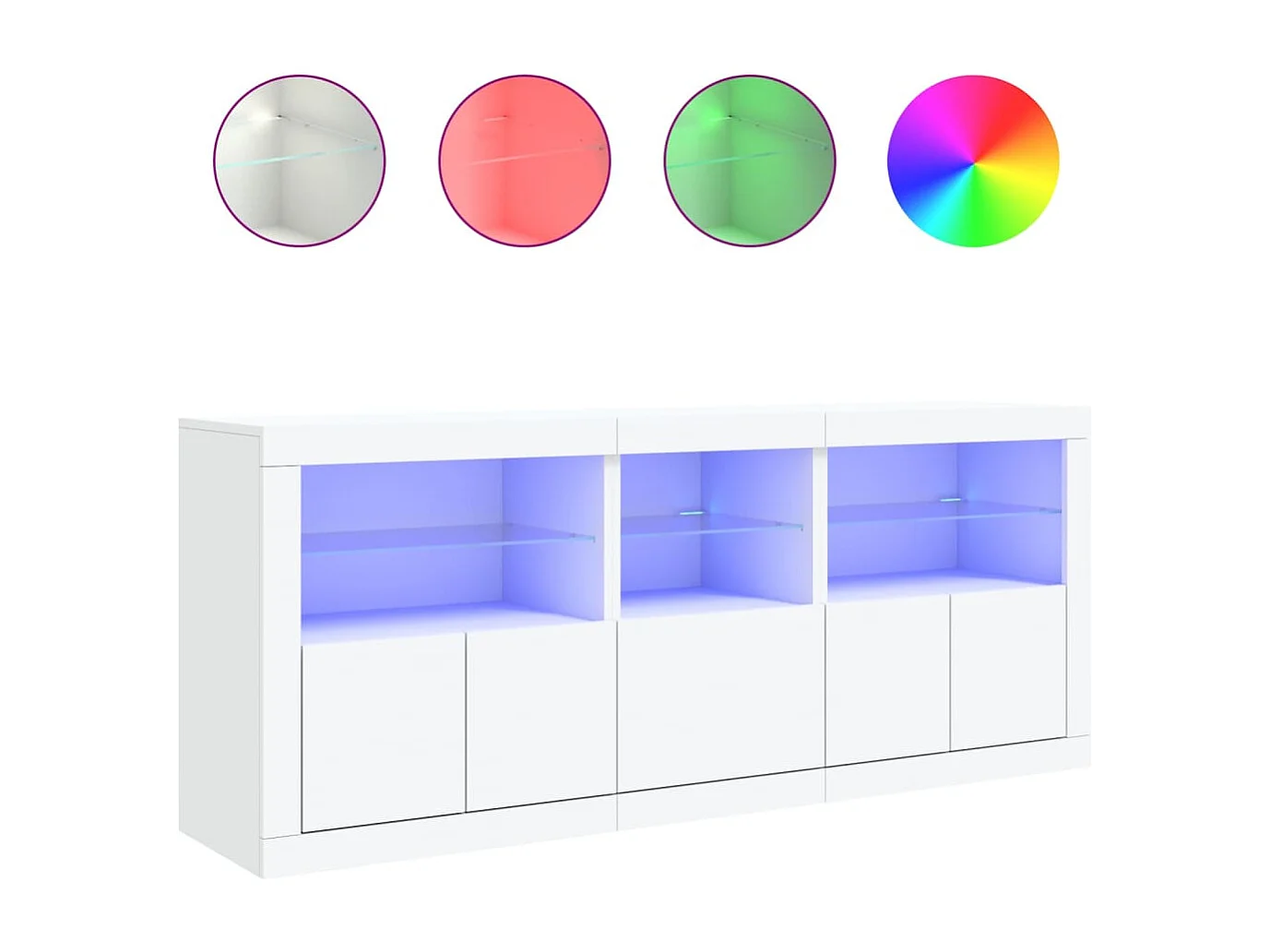 Sideboard mit LED-Leuchten Weiß 162x37x67 cm