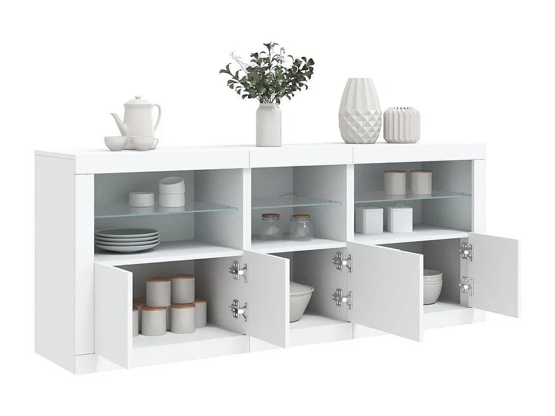 Sideboard mit LED-Leuchten Weiß 162x37x67 cm