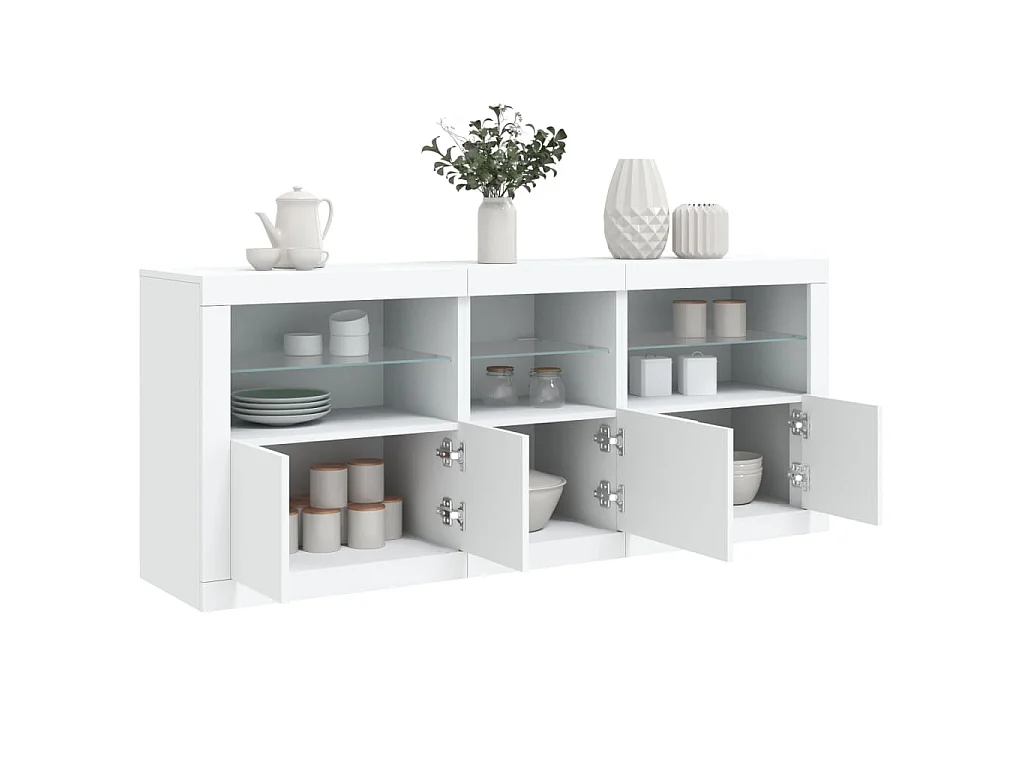Dressoir met LED-verlichting 162x37x67 cm wit