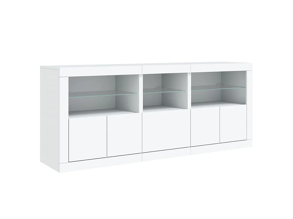 Buffet avec lumières LED blanc 162x37x67 cm