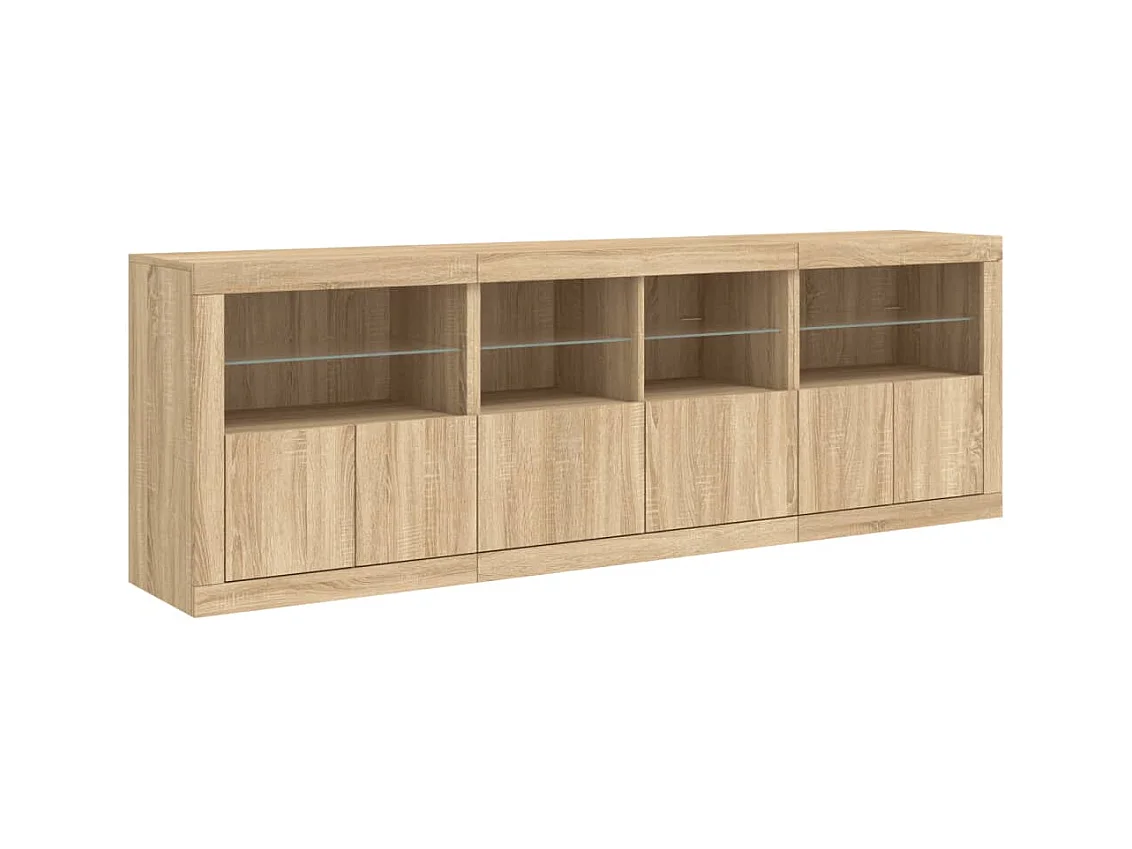 Buffet avec lumières LED chêne sonoma 202x37x67 cm