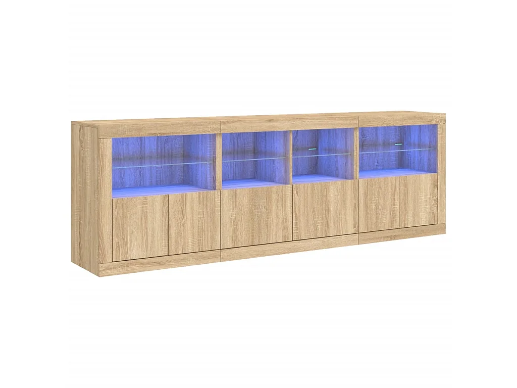 Buffet avec lumières LED chêne sonoma 202x37x67 cm