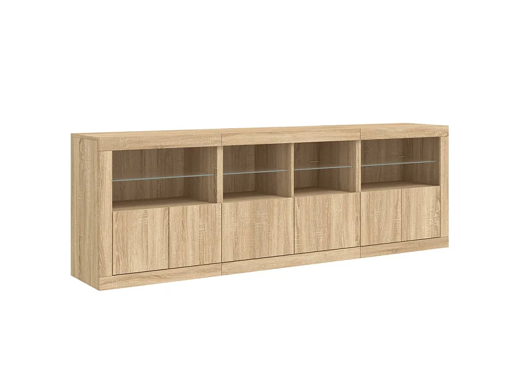 Buffet avec lumières LED chêne sonoma 202x37x67 cm