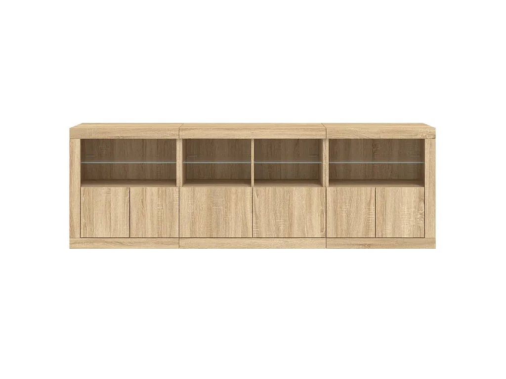 Buffet avec lumières LED chêne sonoma 202x37x67 cm
