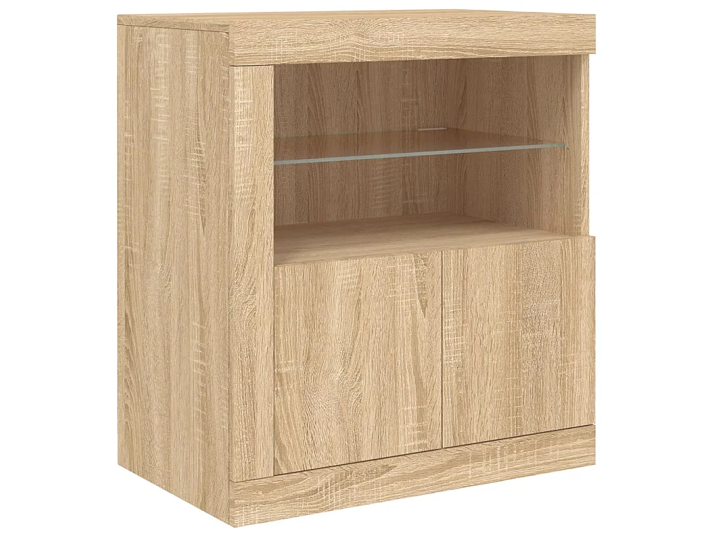 Buffet avec lumières LED chêne sonoma 202x37x67 cm