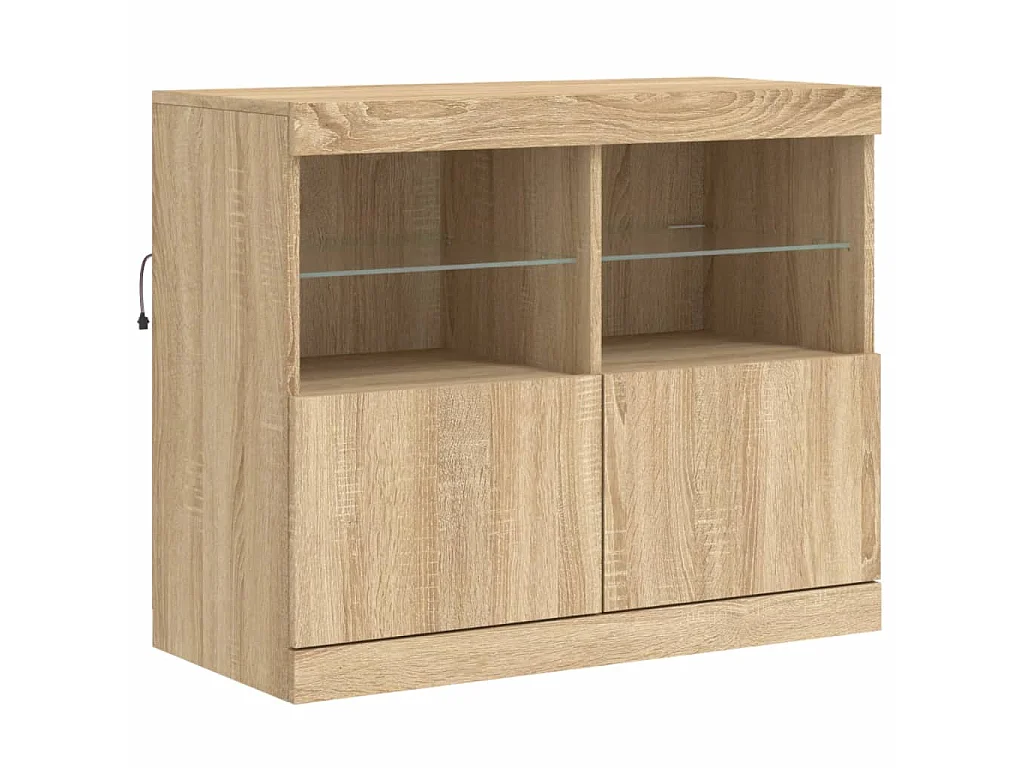 Buffet avec lumières LED chêne sonoma 202x37x67 cm