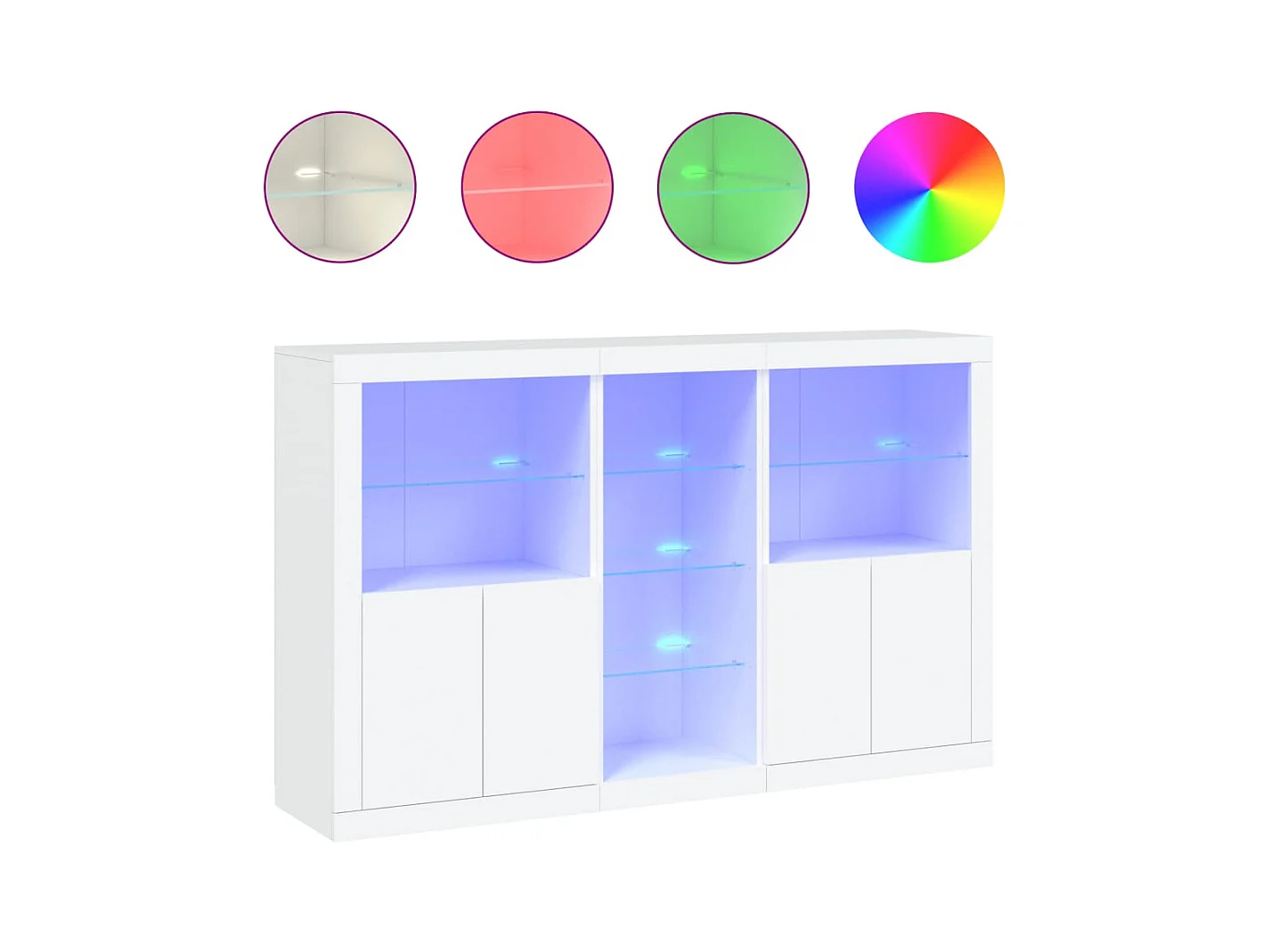 Sideboard mit LED-Leuchten Weiß 162x37x100 cm