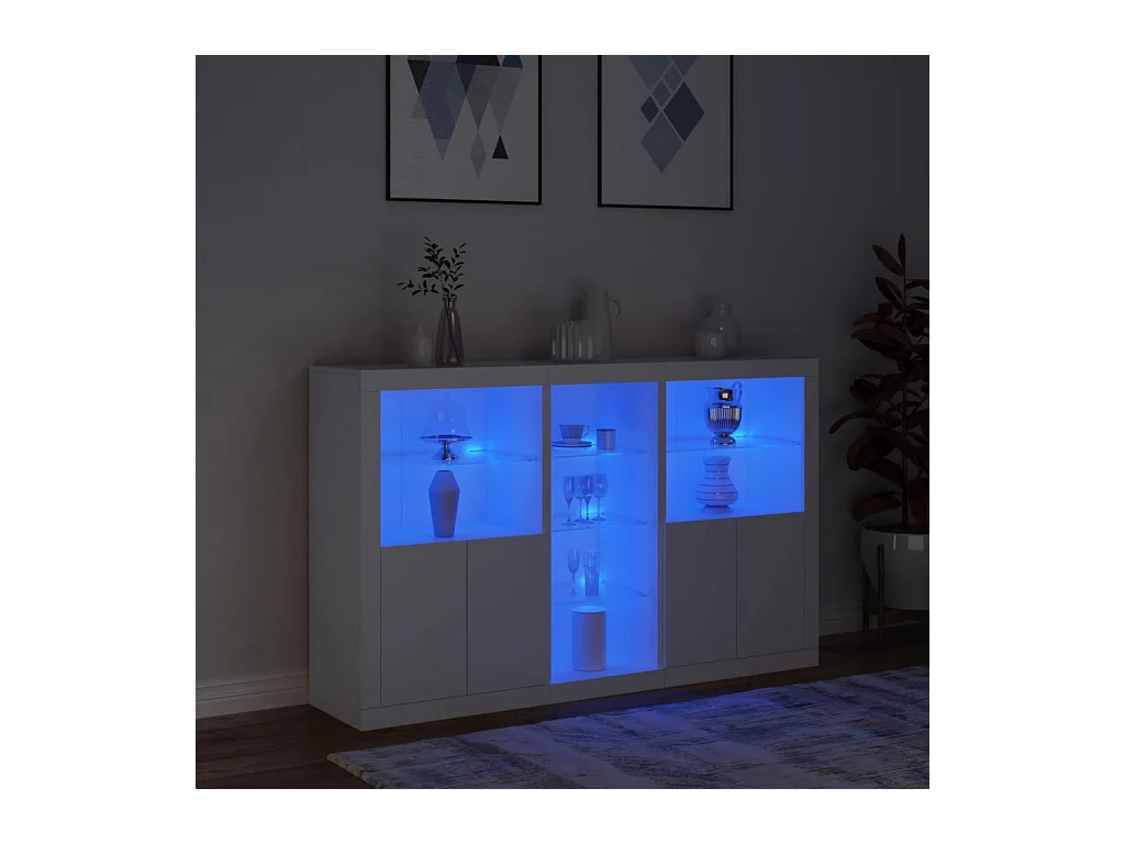 Sideboard mit LED-Leuchten Weiß 162x37x100 cm