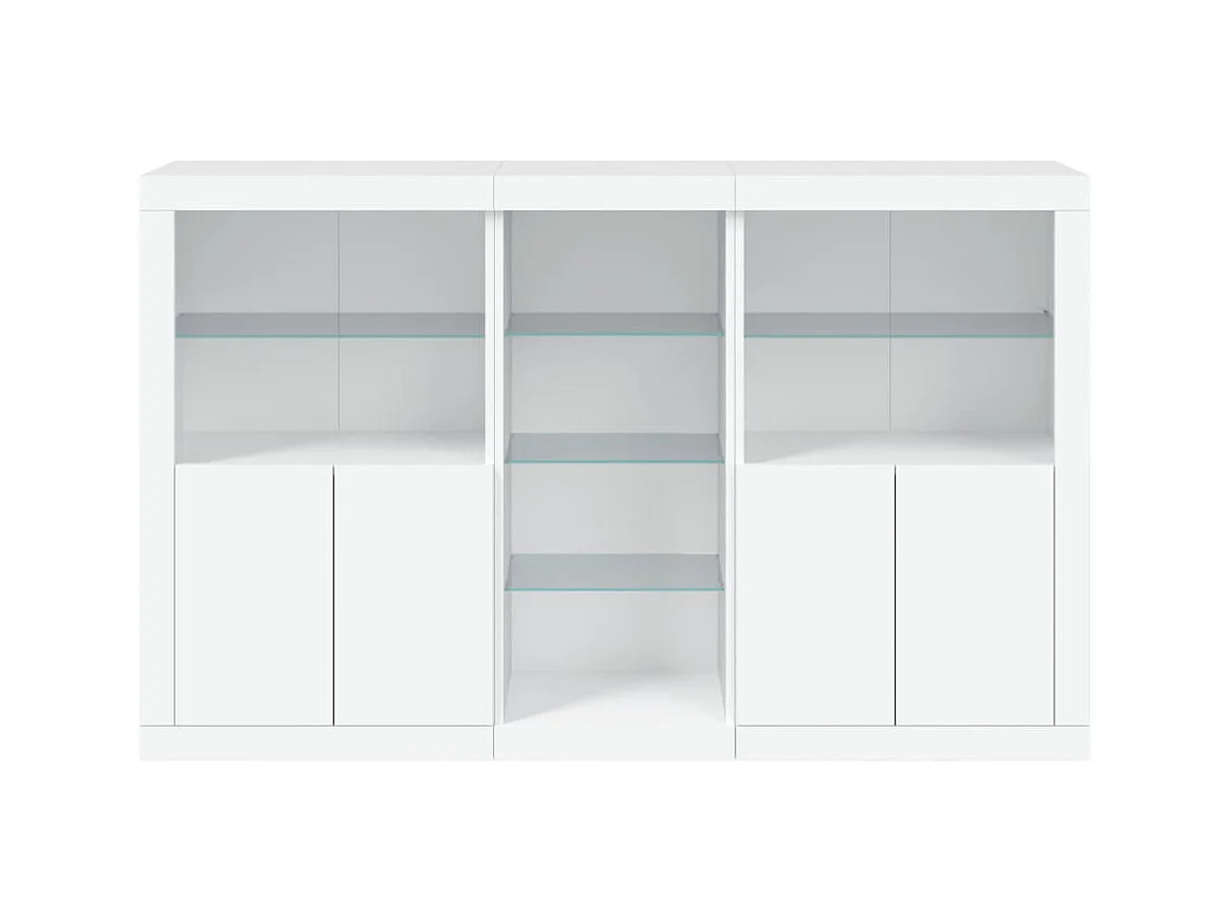 Sideboard mit LED-Leuchten Weiß 162x37x100 cm