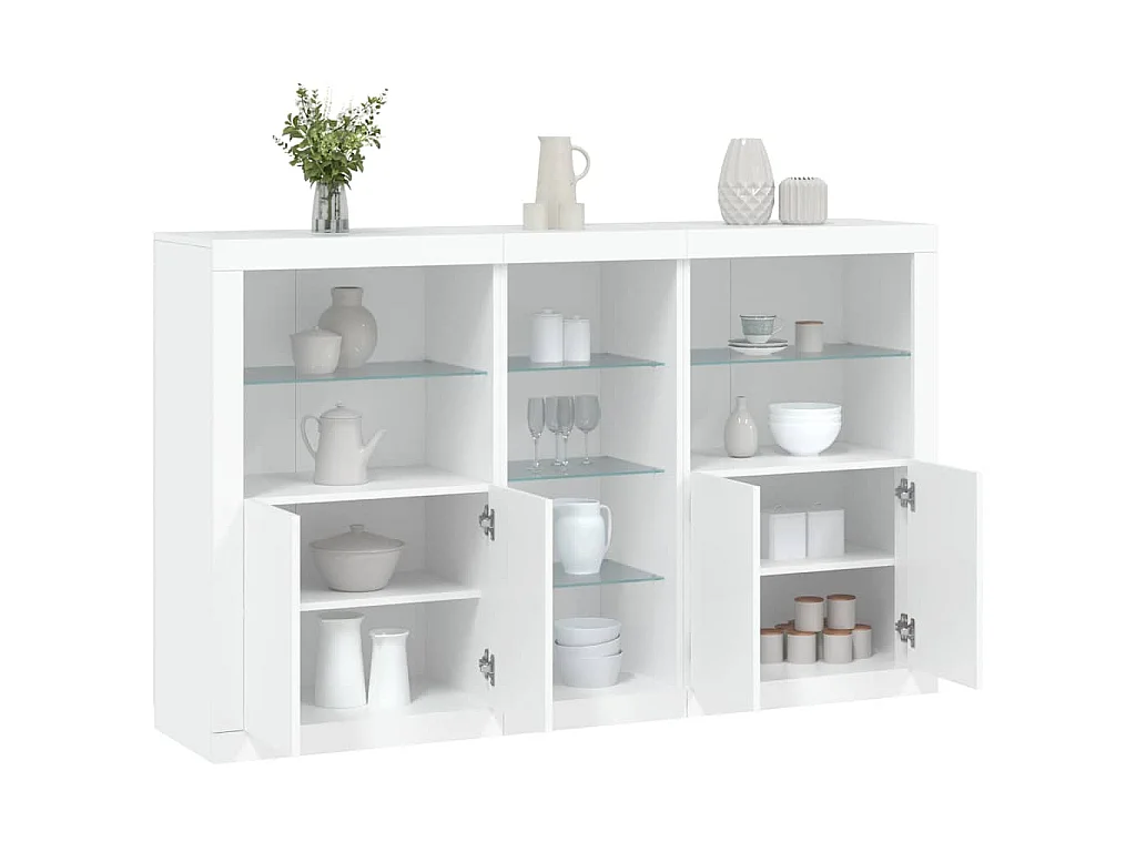 Buffet avec lumières LED blanc 162x37x100 cm