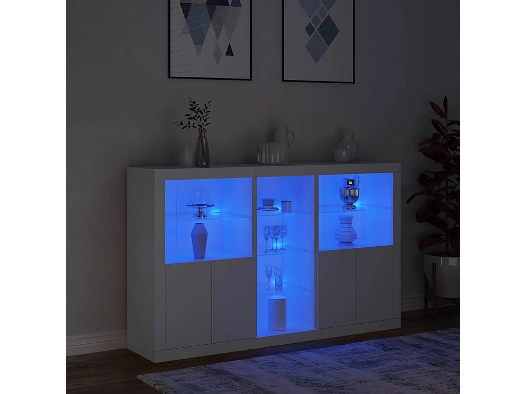 Buffet avec lumières LED blanc 162x37x100 cm