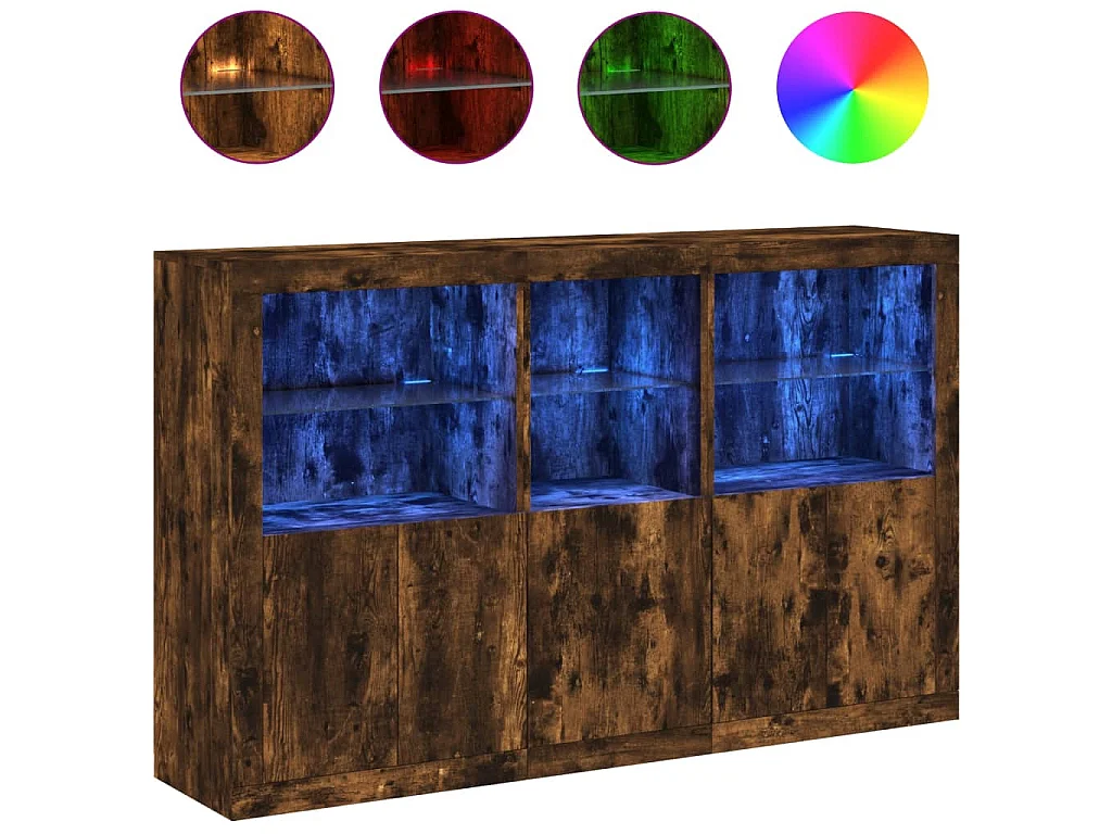 Dressoir met LED-verlichting 162x37x100 cm gerookt eikenkleurig