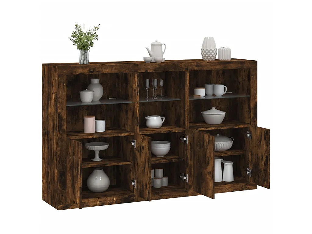 Dressoir met LED-verlichting 162x37x100 cm gerookt eikenkleurig