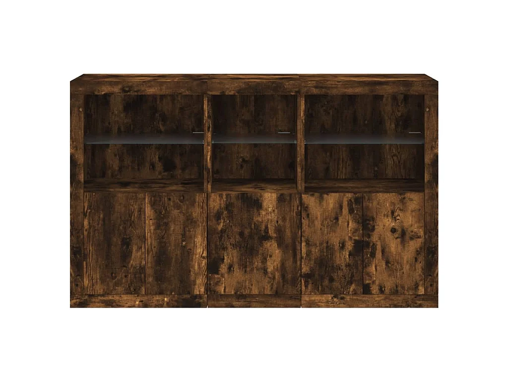 Dressoir met LED-verlichting 162x37x100 cm gerookt eikenkleurig