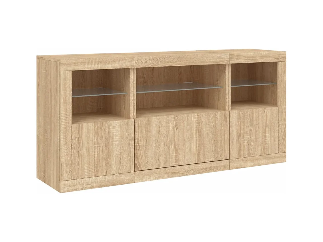 Sideboard mit LED-Leuchten Sonoma-Eiche 142,5x37x67 cm