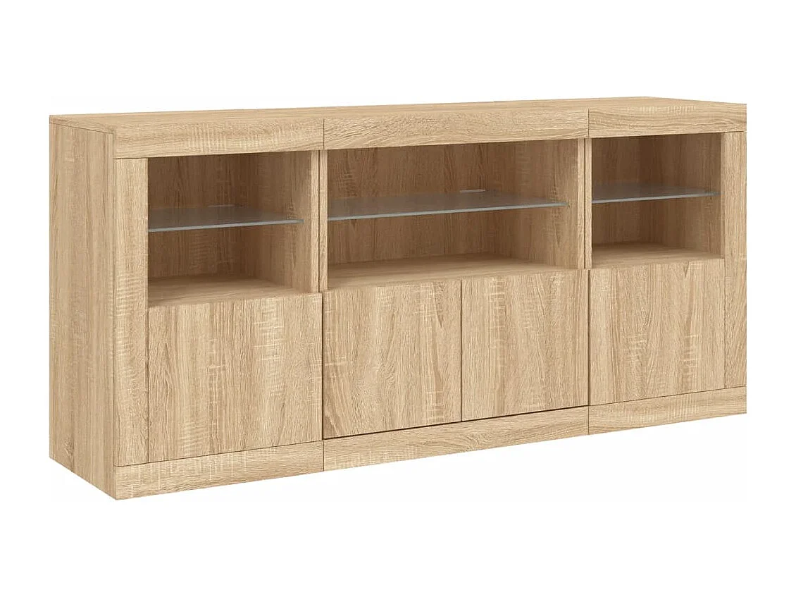 Sideboard mit LED-Leuchten Sonoma-Eiche 142,5x37x67 cm