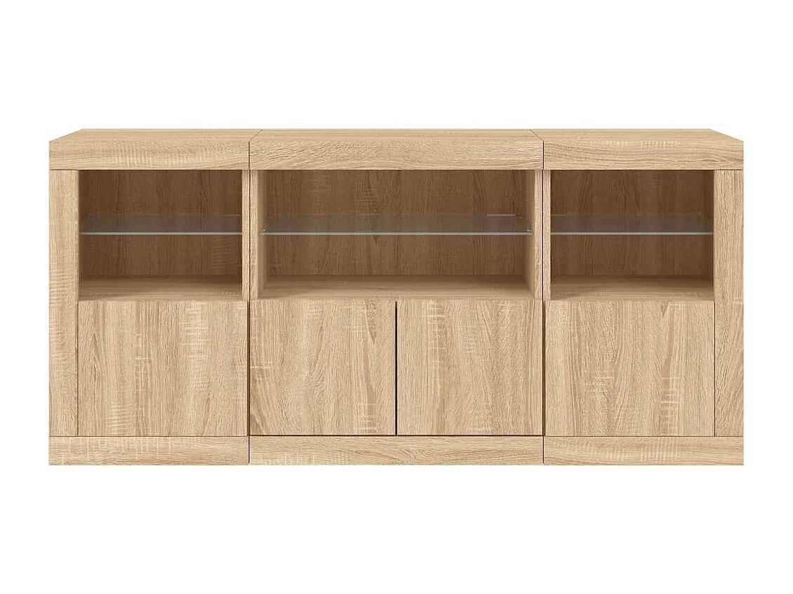 Sideboard mit LED-Leuchten Sonoma-Eiche 142,5x37x67 cm