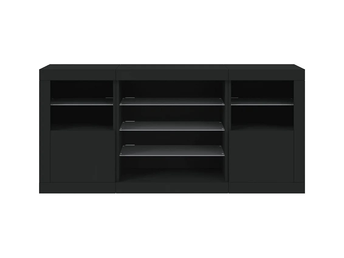 Buffet avec lumières LED noir 142,5x37x67 cm