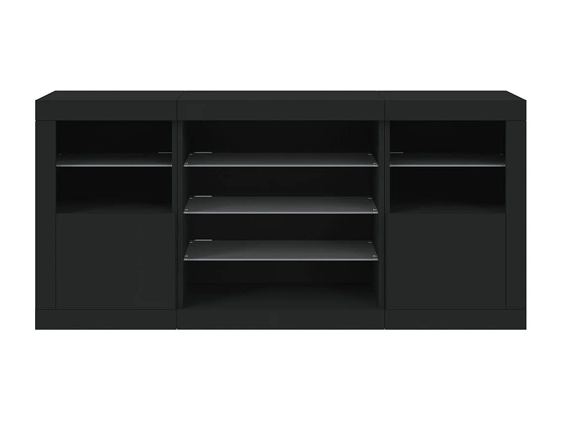 Sideboard mit LED-Leuchten Schwarz 142,5x37x67 cm