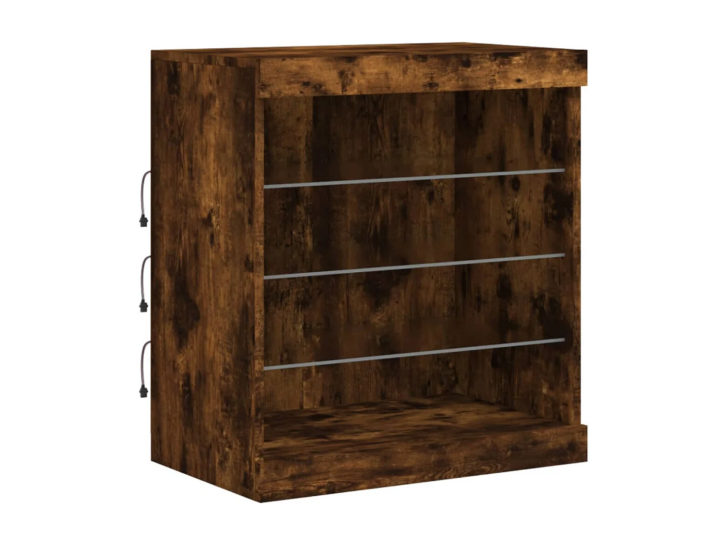 Aparador con luces LED roble ahumado 142,5x37x67 cm