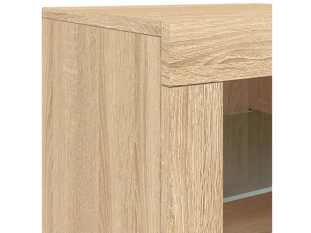 Buffet avec lumières LED chêne sonoma 283x37x67 cm