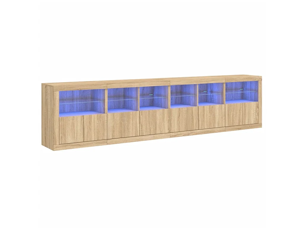 Dressoir met LED-verlichting 283x37x67 cm sonoma eikenkleurig