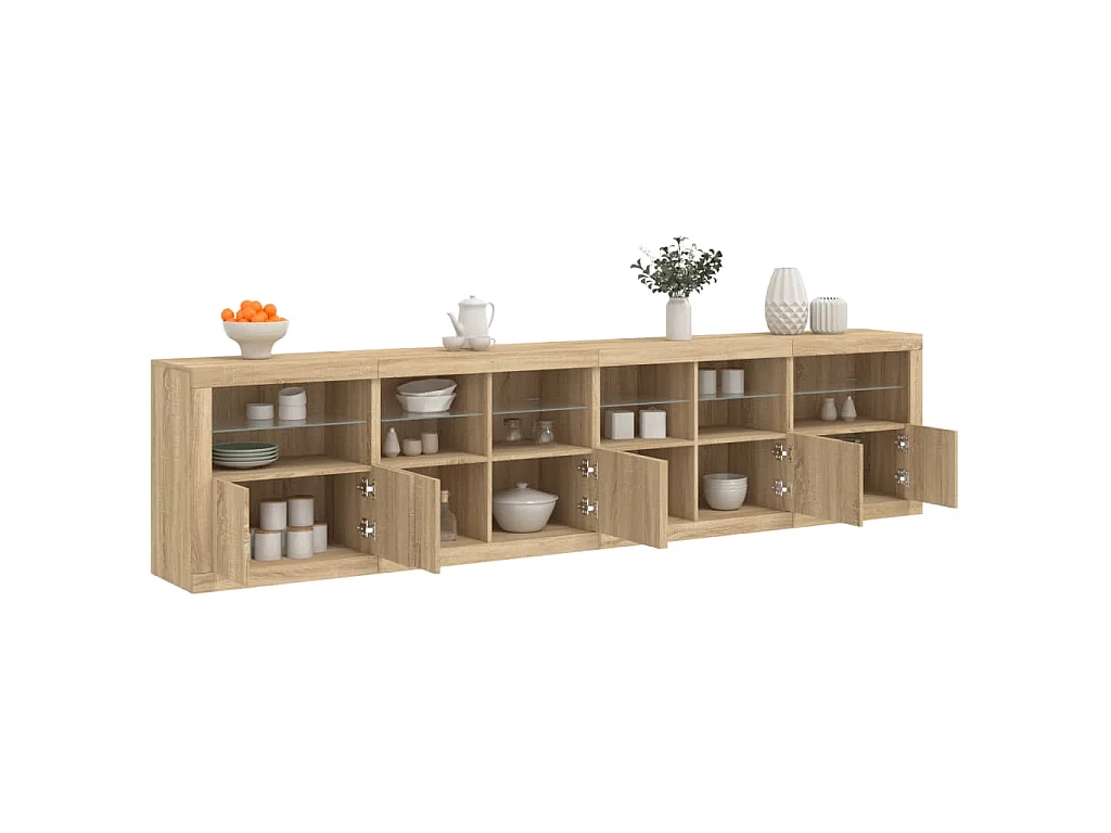 Dressoir met LED-verlichting 283x37x67 cm sonoma eikenkleurig