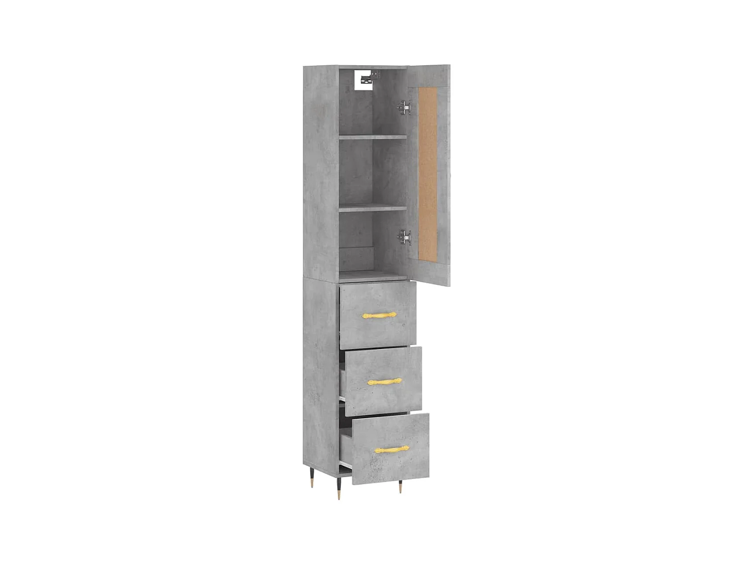 Buffet haut Gris béton 34,5x34x180 cm Bois d'ingénierie