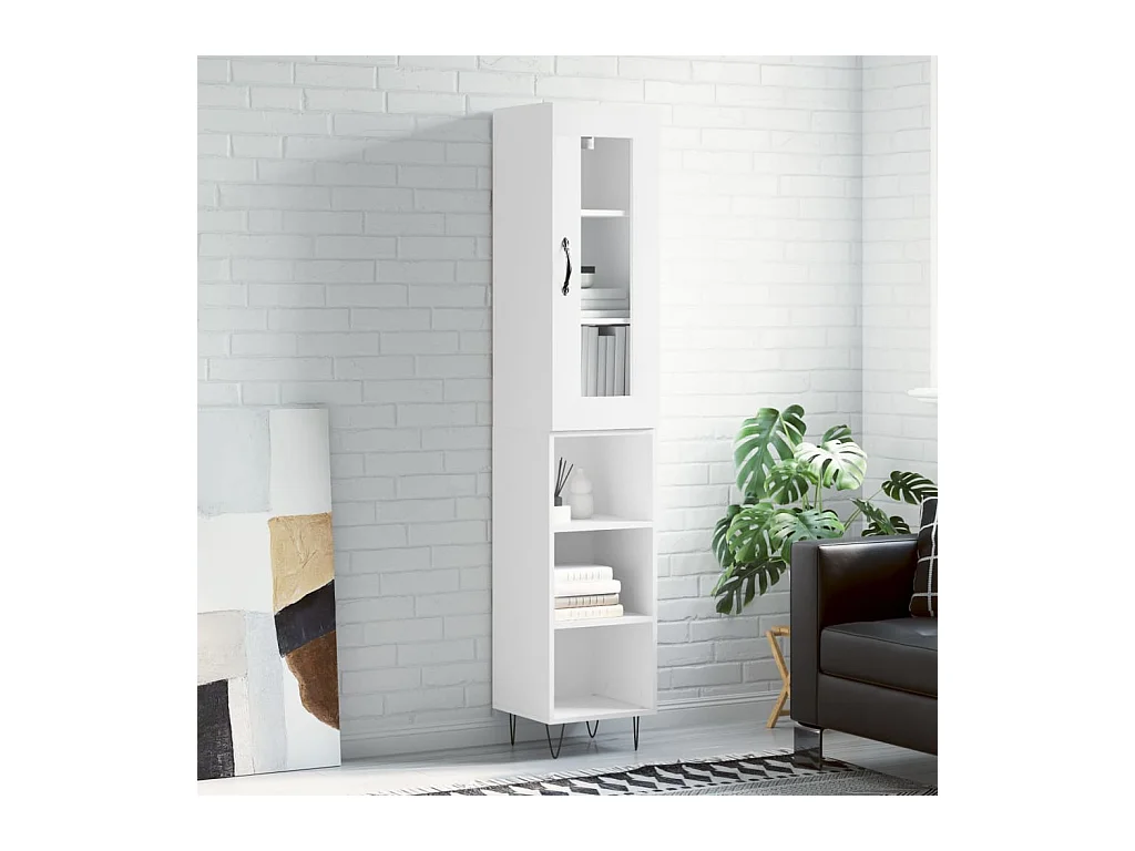 Hoge kast 34,5x34x180 cm bewerkt hout wit