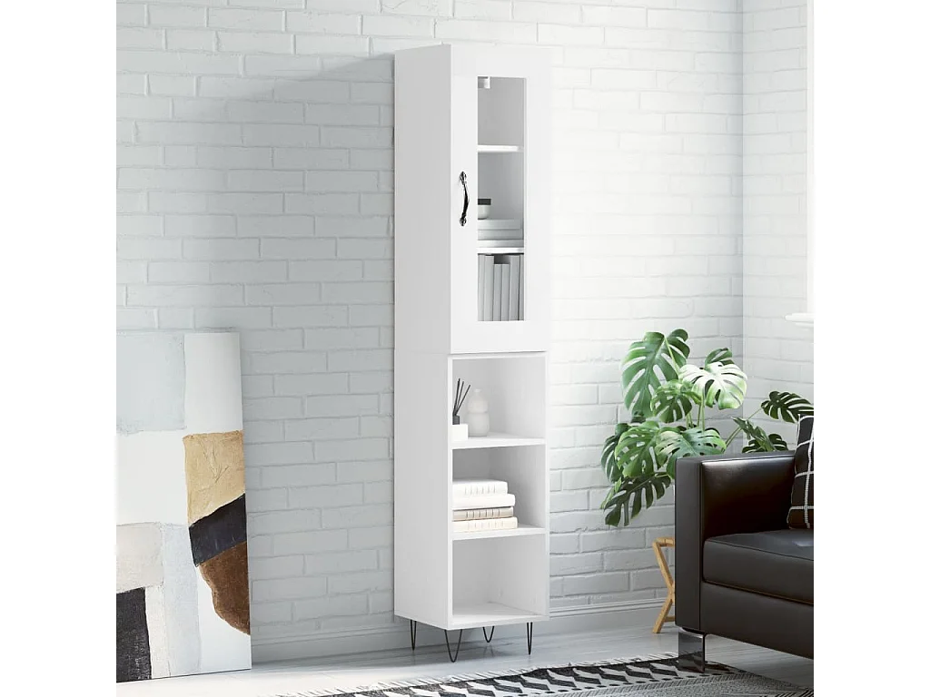 Highboard Weiß 34,5x34x180 cm Holzwerkstoff