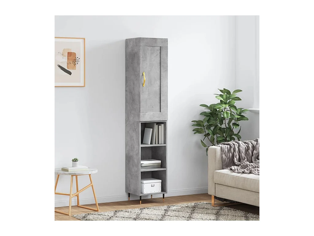 Highboard Betongrau 34,5x34x180 cm Holzwerkstoff