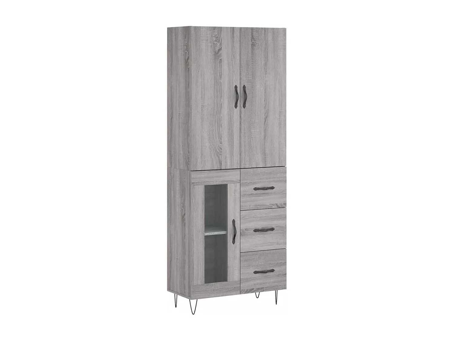 Highboard Grau Sonoma 69,5x34x180 cm Holzwerkstoff