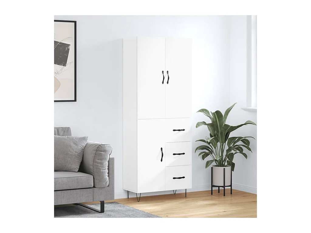 Buffet haut Blanc 69,5x34x180 cm Bois d'ingénierie
