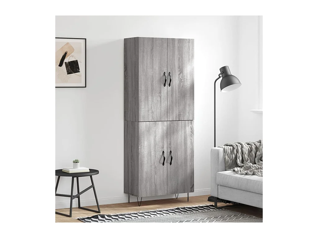 Highboard Grau Sonoma 69,5x34x180 cm Holzwerkstoff