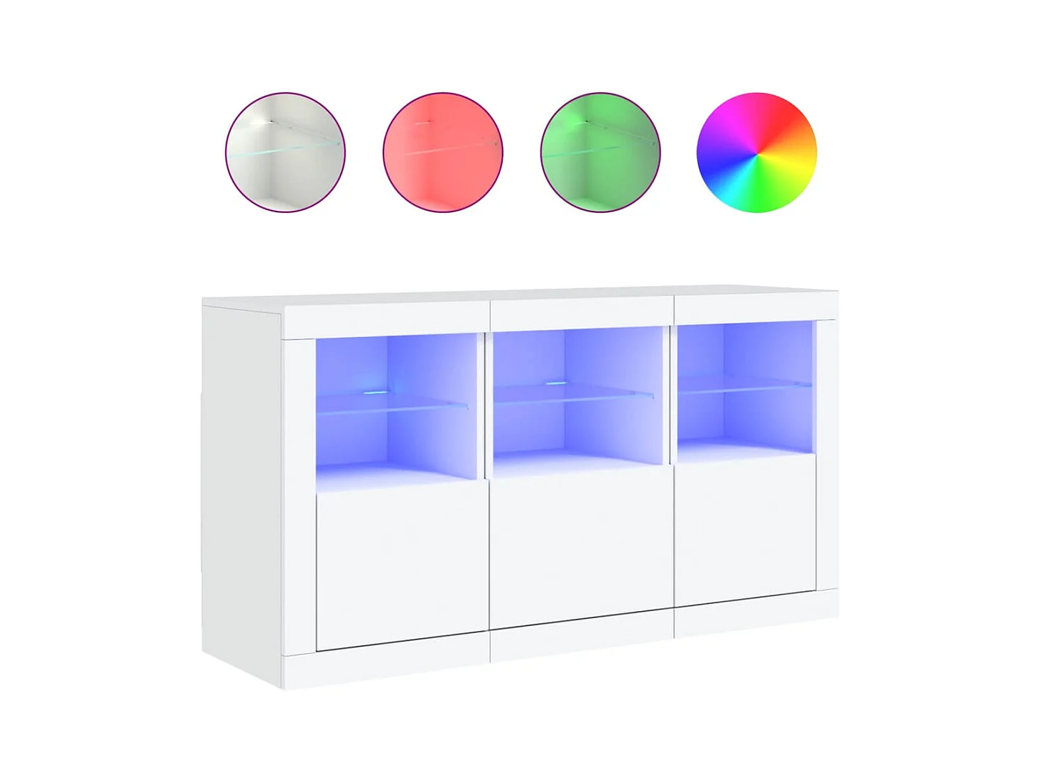 Aparador com luzes LED 123x37x67 cm branco