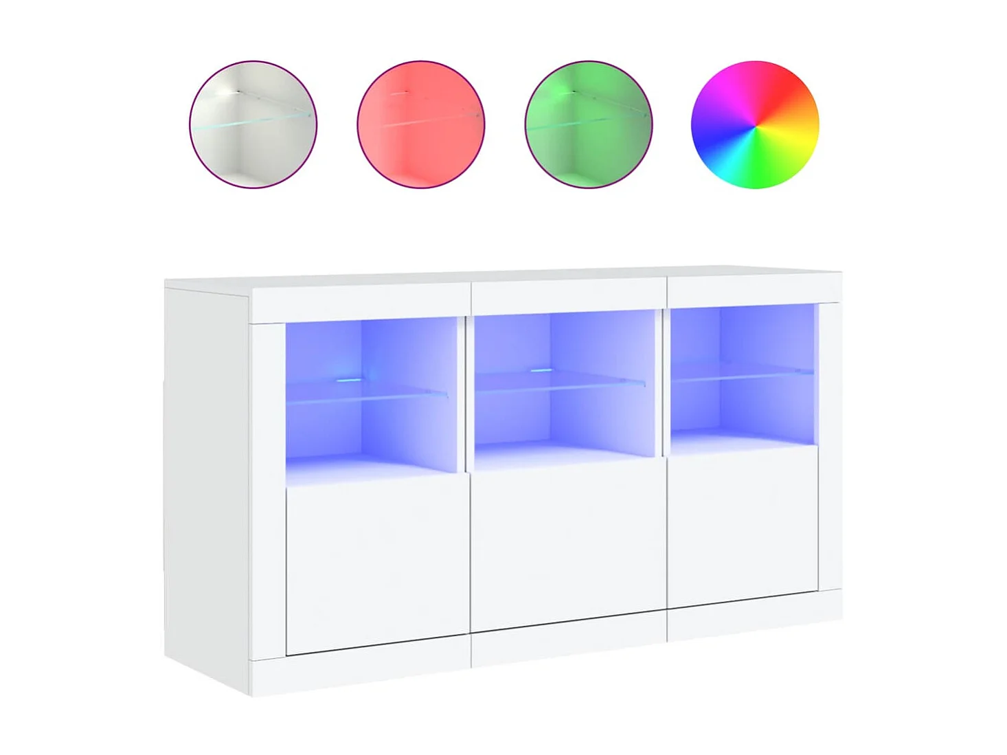 Buffet avec lumières LED blanc 123x37x67 cm