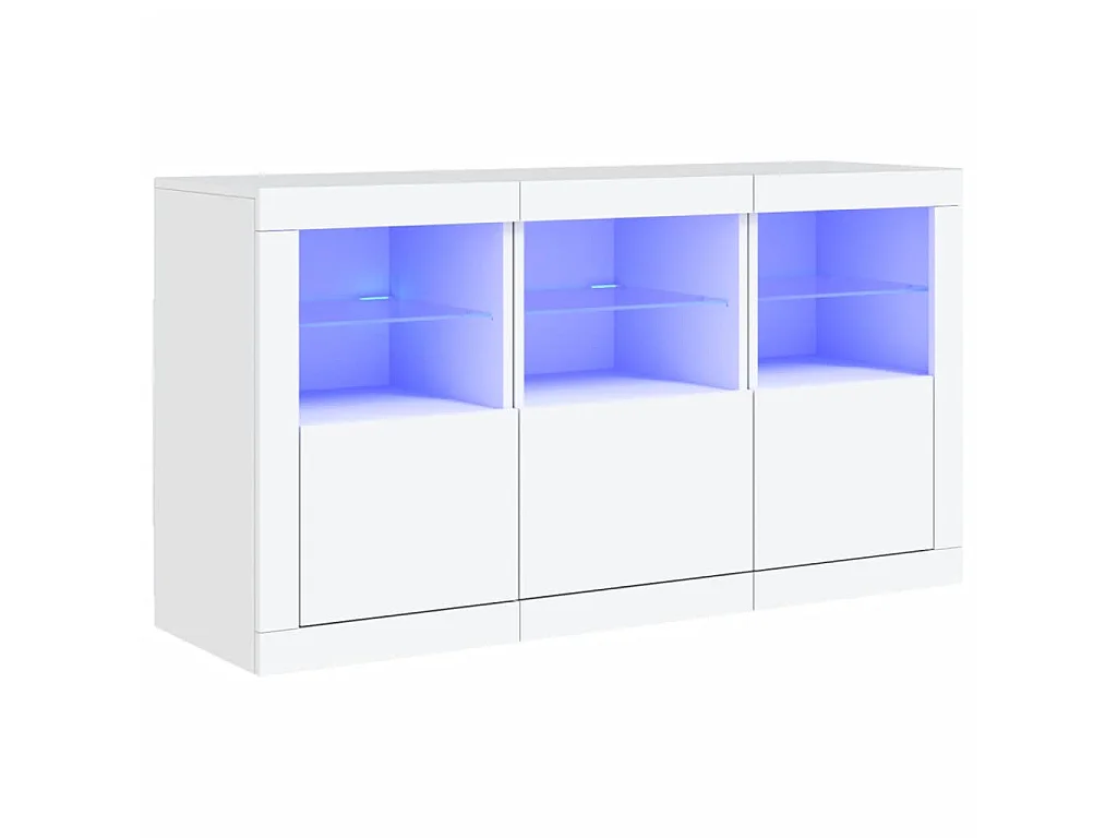 Aparador com luzes LED 123x37x67 cm branco