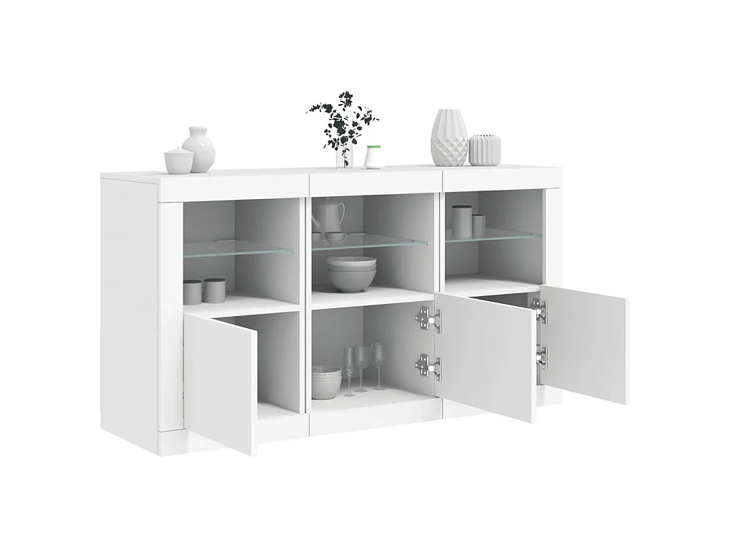 Aparador com luzes LED 123x37x67 cm branco