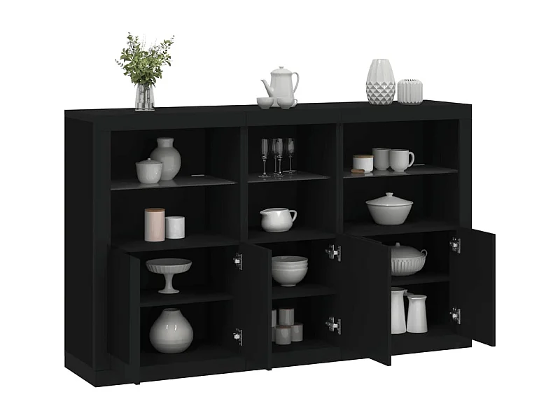 Credenza con Luci LED Nera 162x37x100 cm